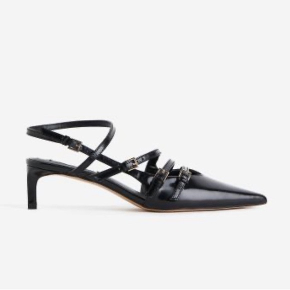 H&M black patent strappy slingbacks - Picture 1 of 8